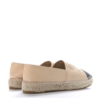 Chanel Lambskin CC Espadrilles 38 Beige Black 4 of 11