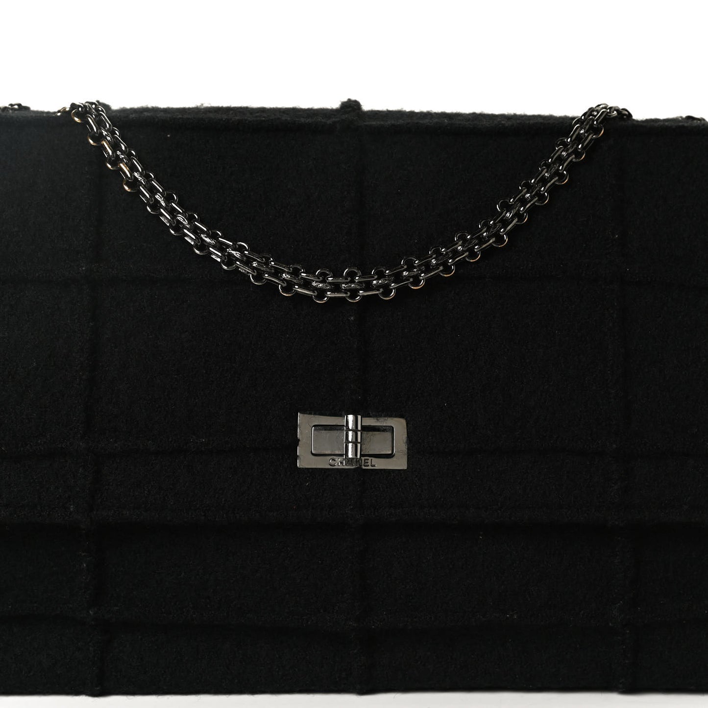 Wool Jumbo Chocolate Bar Mademoiselle Flap Black