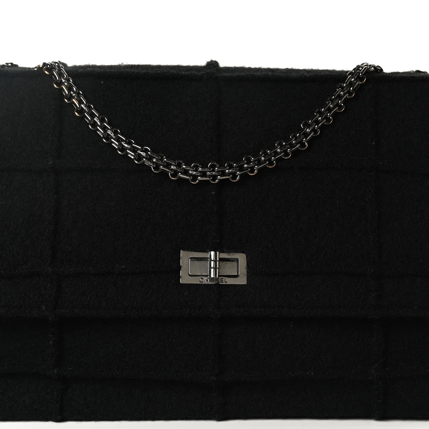 Chanel Wool Jumbo Chocolate Bar Mademoiselle Flap Black 8 of 12