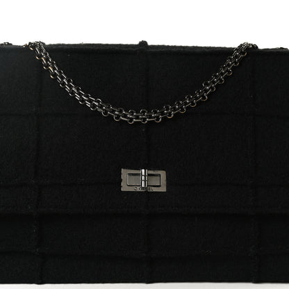 Chanel Wool Jumbo Chocolate Bar Mademoiselle Flap Black 8 of 12