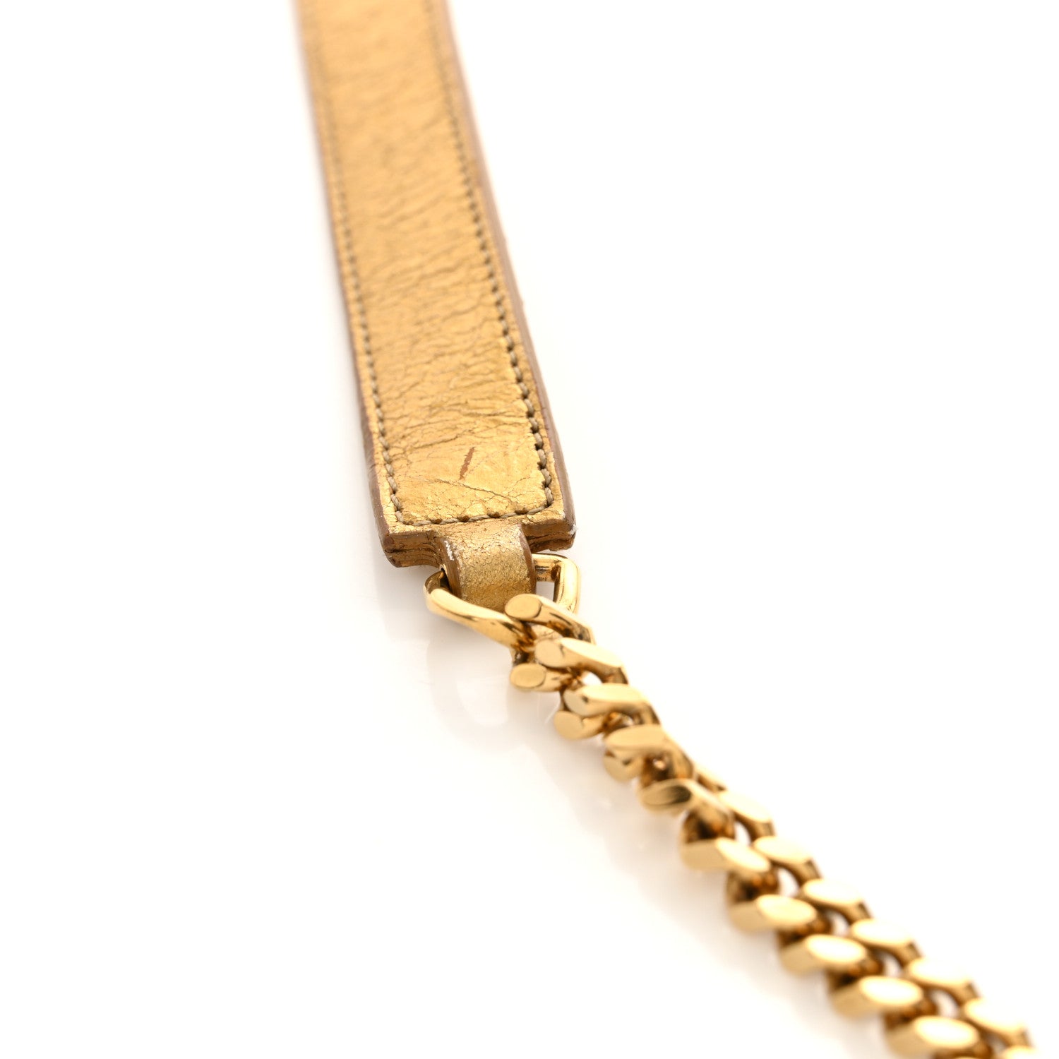 Saint Laurent Metallic Calfskin Fringe Small Monogram Satchel Gold 13 of 17