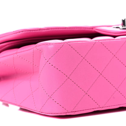 Chanel Lambskin Quilted Medium Double Flap Neon Pink 9 of 10