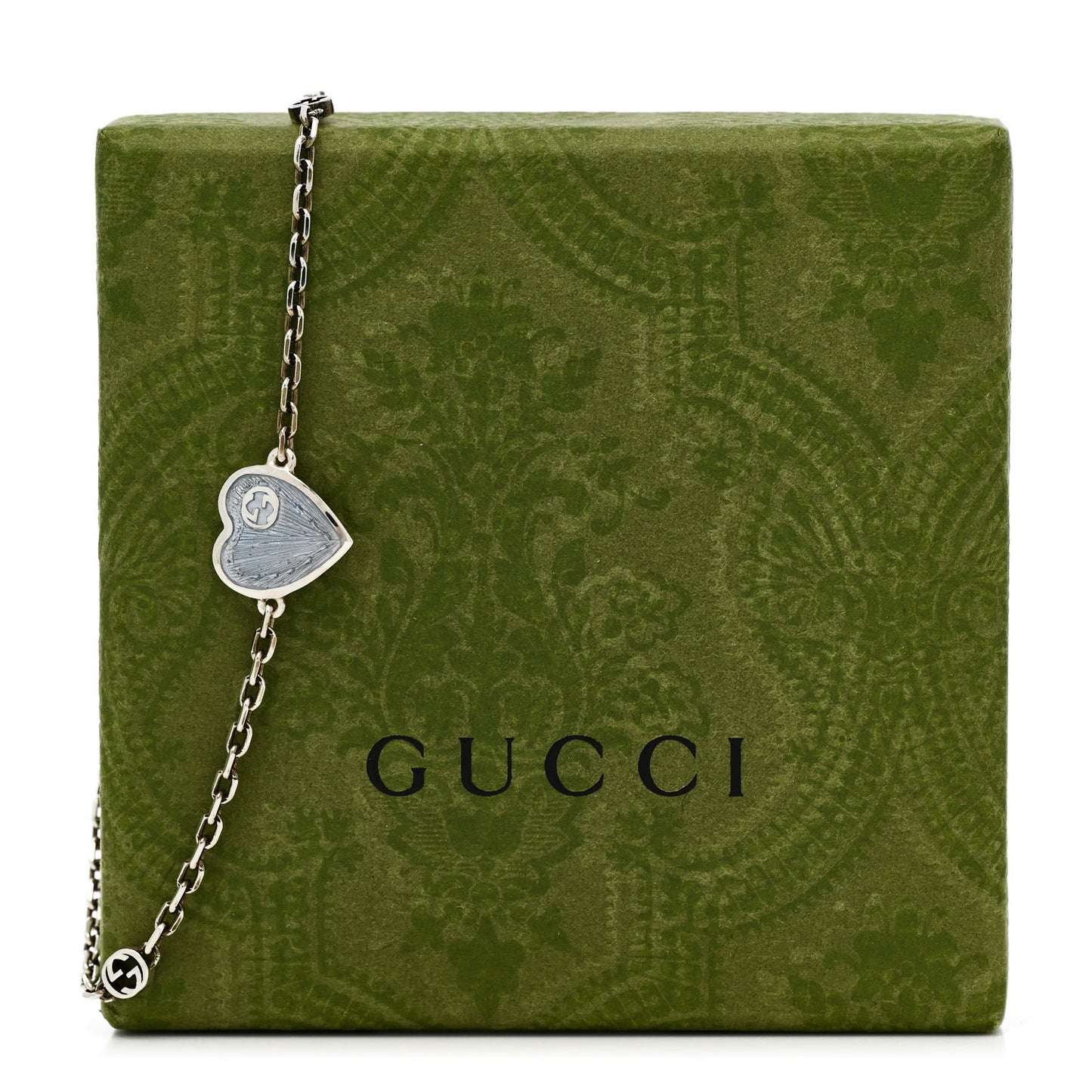Sterling Silver Enamel Heart Chain Bracelet Blue
