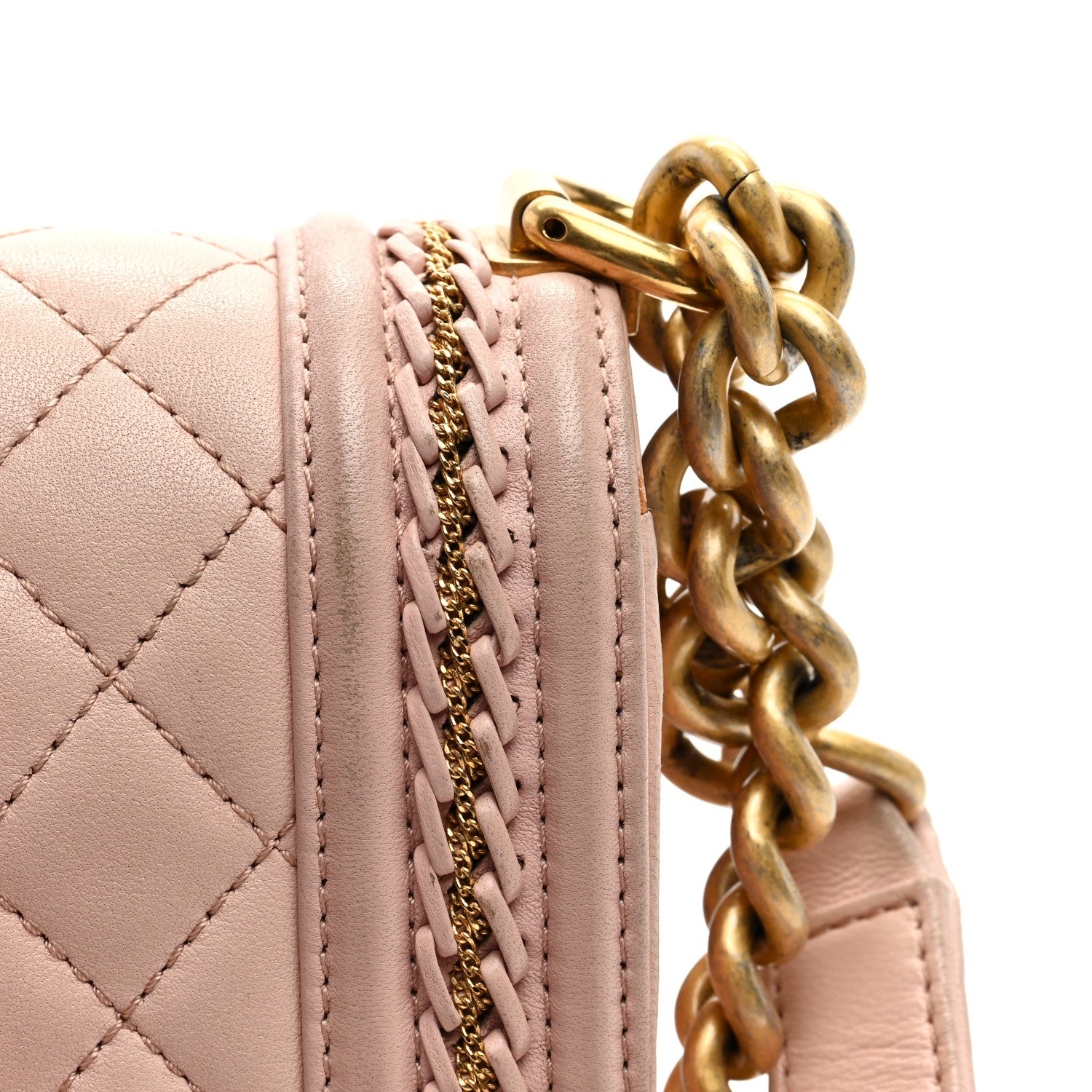 Chanel Lambskin Quilted Medium Chain Detail Boy Flap Light Pink 10 of 11