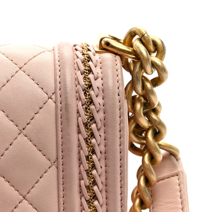 Chanel Lambskin Quilted Medium Chain Detail Boy Flap Light Pink 10 of 11
