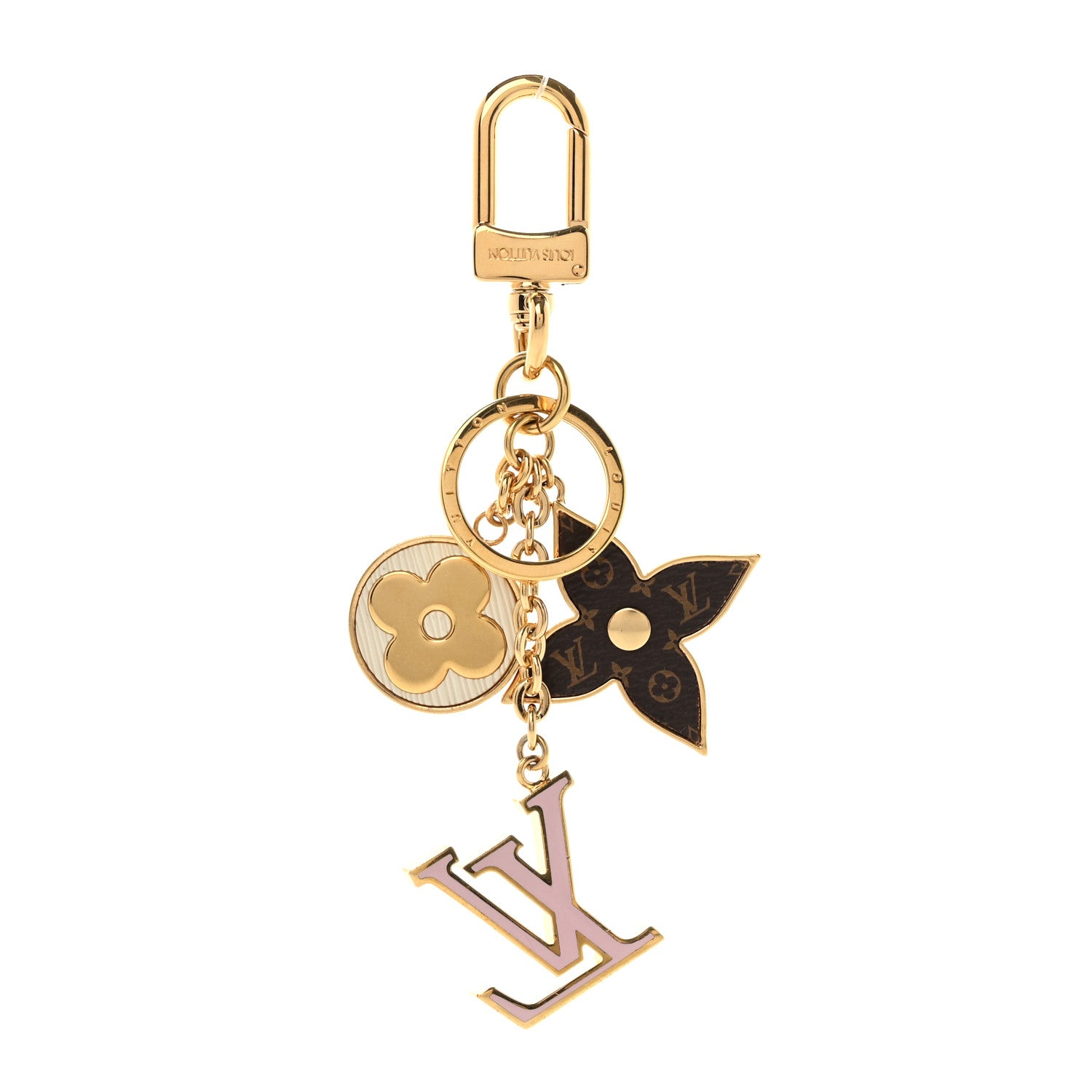 Louis Vuitton Metal Monogram Epi Spring Street Bag Charm Key Holder Gold 1 of 5