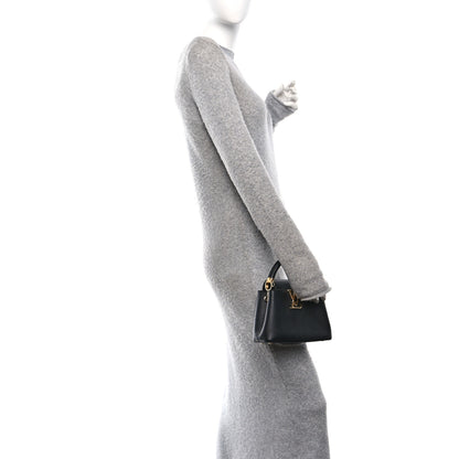 Louis Vuitton Taurillon Embellished Flower Handle Capucines Mini Black 2 of 9