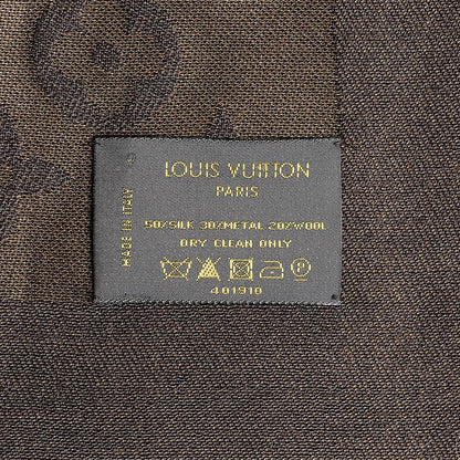 Louis Vuitton Silk Lurex Wool Monogram Shine Shawl Brown 5 of 5