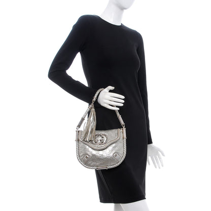 Gucci Guccissima Small Britt Tassel Shoulder Bag Silver 2 of 18