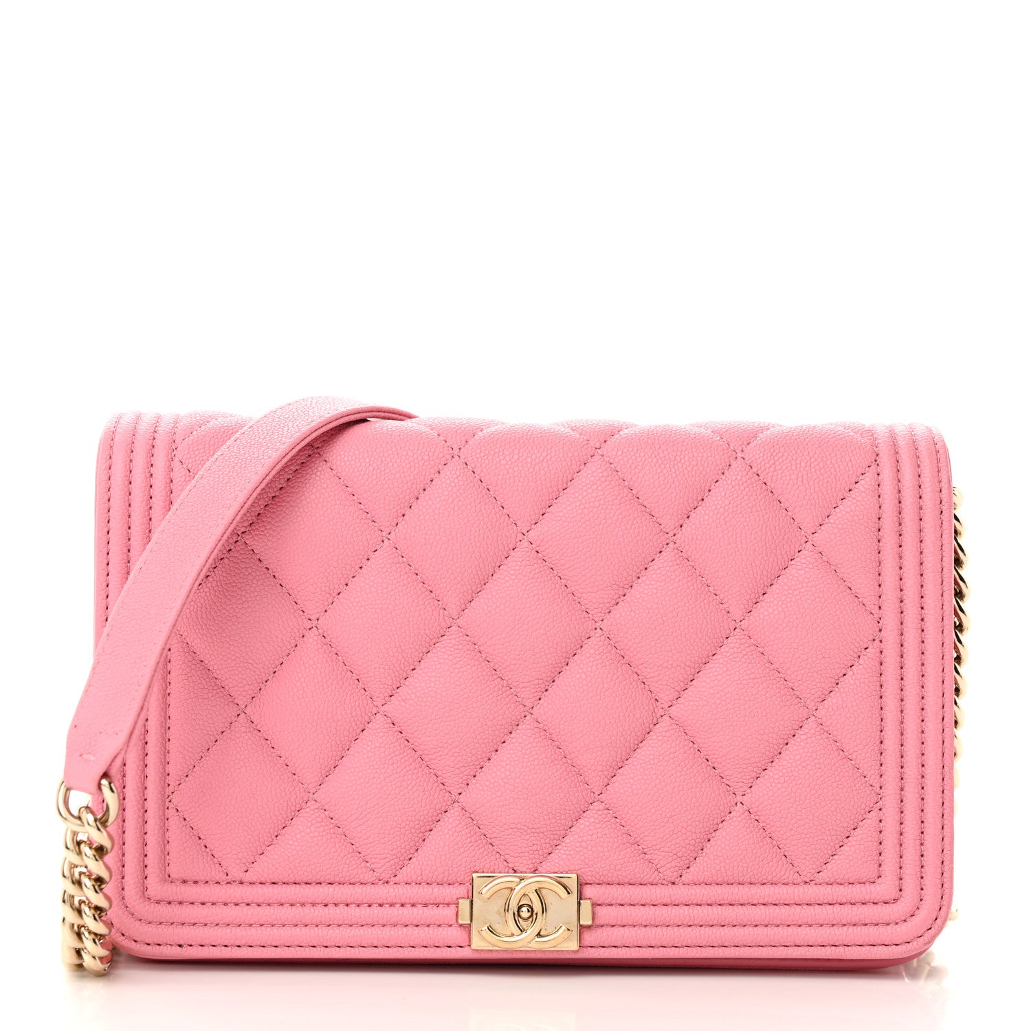 Chanel Caviar Quilted Boy Wallet On Chain WOC Light Pink 1 of 17