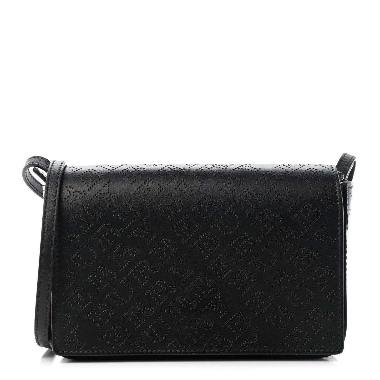 Calfskin Perforated Logo Hampshire Crossbody Black