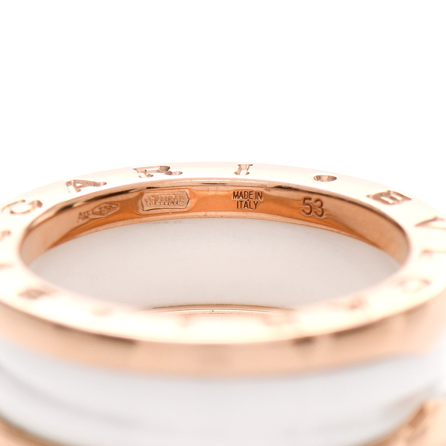 Bulgari 18K Rose Gold White Ceramic B.Zero1 Two-Band Ring 53 6.25 5 of 6