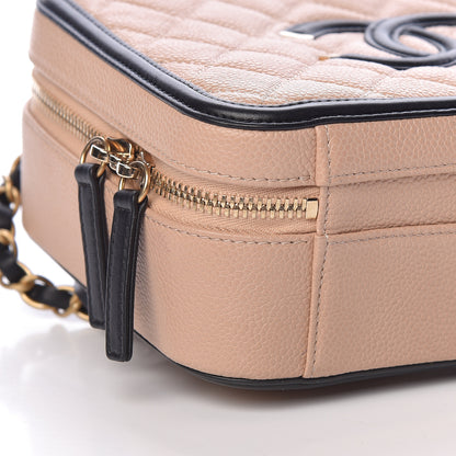Chanel Caviar Quilted Medium CC Filigree Vanity Case Beige Black 9 of 10