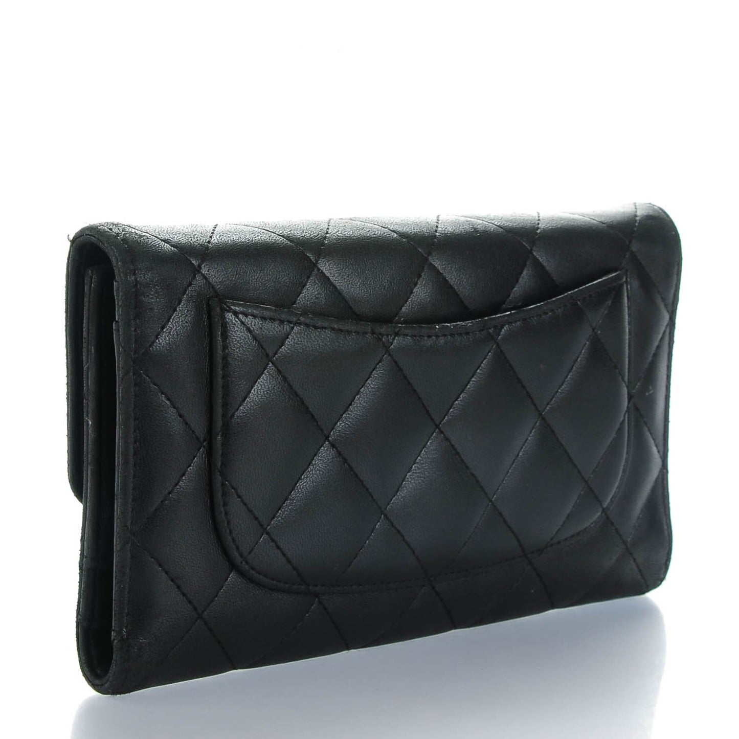 Lambskin Quilted Large Flap Wallet Black