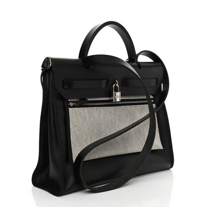 Hermes Toile H Berline Vache Hunter Herbag Zip PM 31 Black Ecru 4 of 9