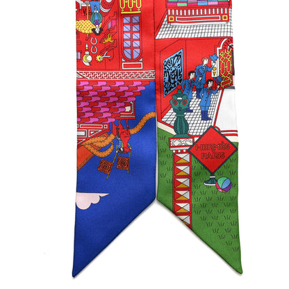Hermes Silk La Maison des Carres Twilly Rouge Vif Blue Vif Vert 2 of 4