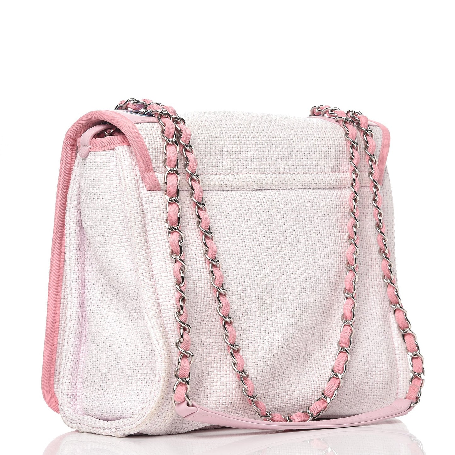 Woven Straw Raffia Small Deauville Messenger Light Pink