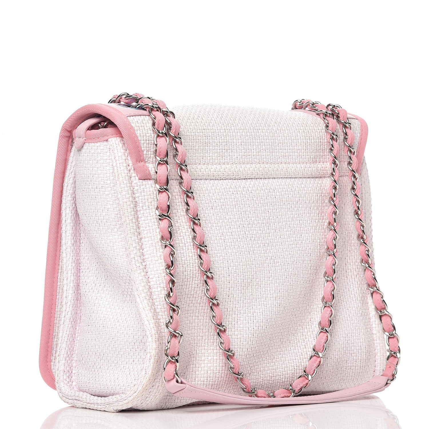 Chanel Woven Straw Raffia Small Deauville Messenger Light Pink 3 of 7