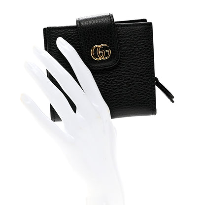 Gucci Dollar Calfskin GG Marmont French Wallet Black 2 of 8
