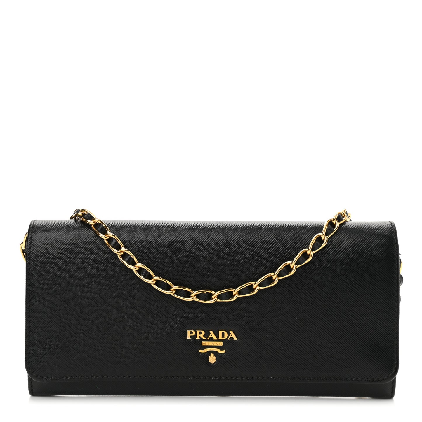 Saffiano Metal Oro Chain Wallet Black