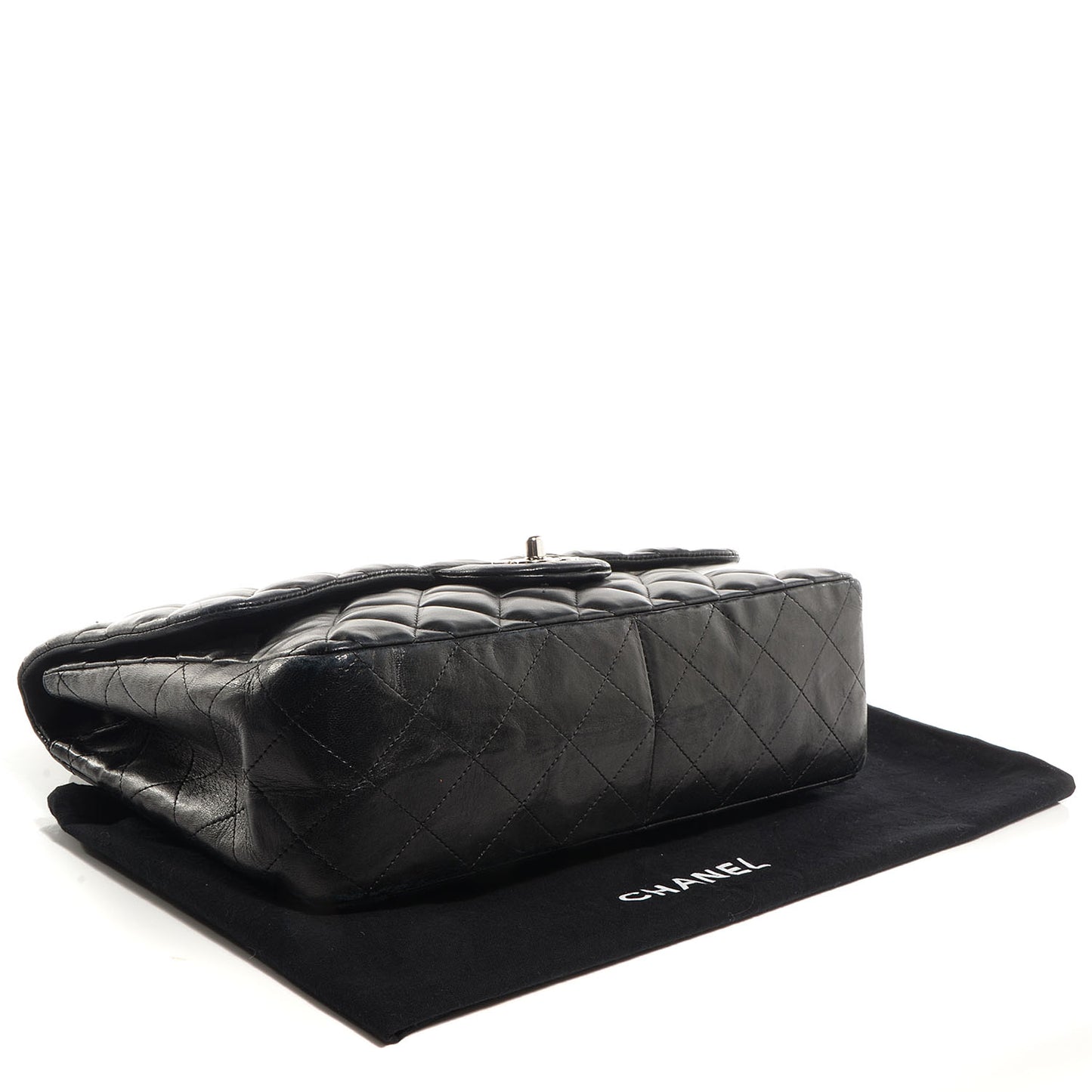 Lambskin Quilted Jumbo Single Flap Black