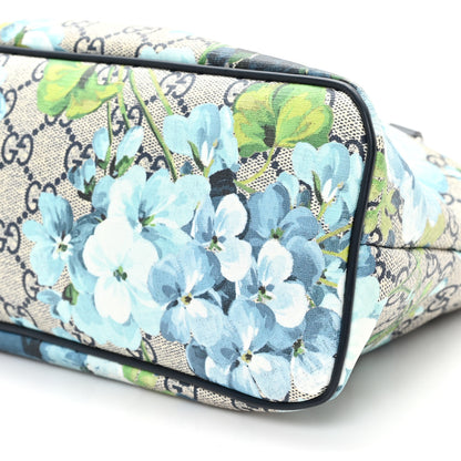 Gucci GG Supreme Monogram Blooms Small Zippered Tote Blue 10 of 11