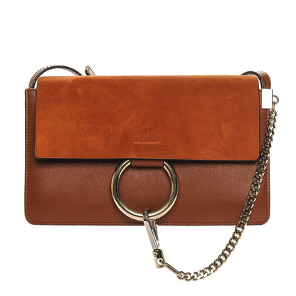 Chloe Suede Calfskin Small Faye Shoulder Bag Tobacco 1 of 6