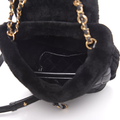 Chanel Lambskin Shearling Quilted CC Backpack Black 7 of 9