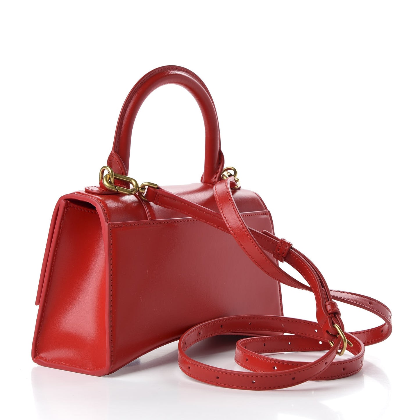 Shiny Box Calfskin Hourglass Top Handle Bag XS Bright Red