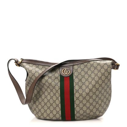 Gucci GG Supreme Monogram Web Ophidia Half Moon Hobo Brown 1 of 10