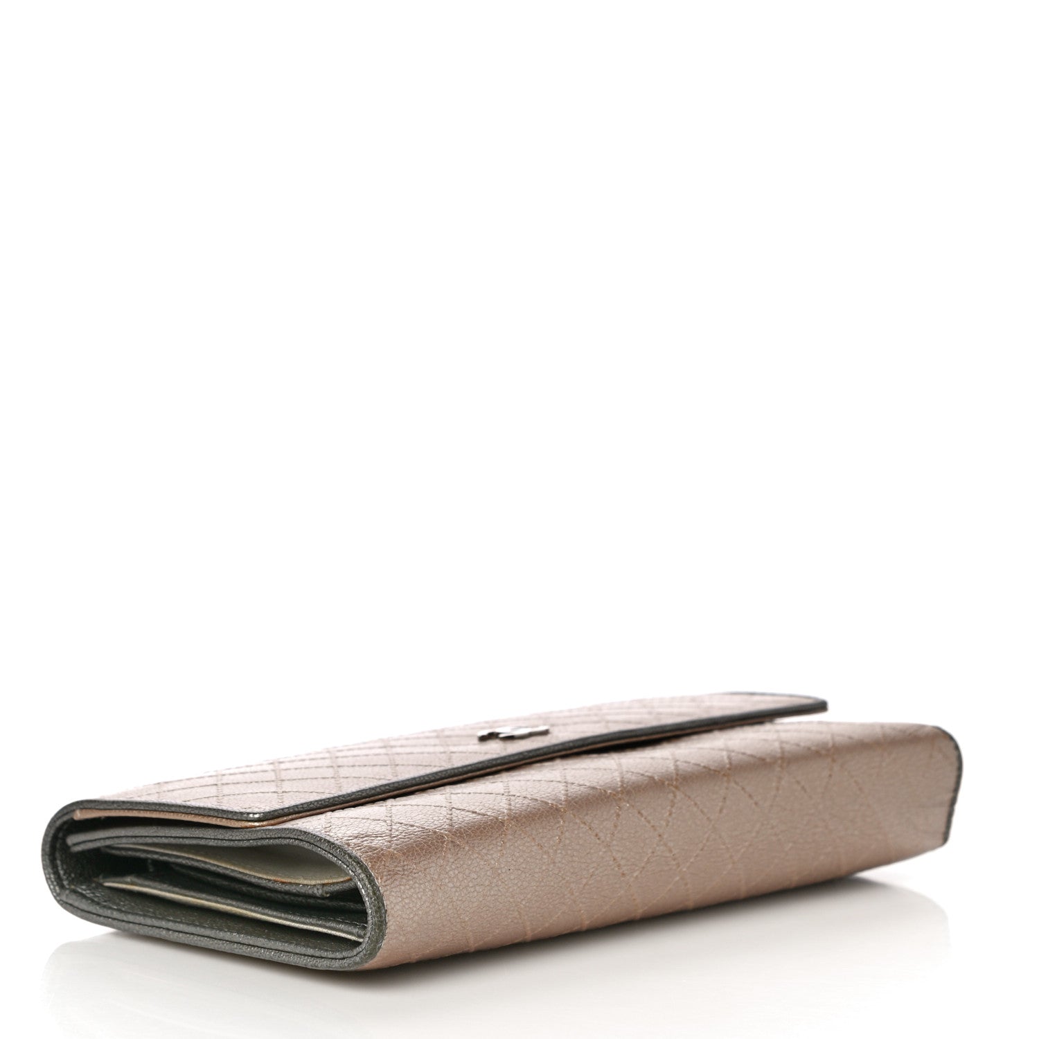 Chanel Metallic Calfskin Diamond Stitched Flap Wallet Gold 4 of 21