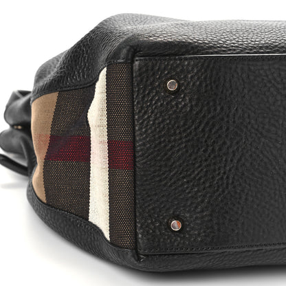 Burberry Grainy Calfskin House Check Medium Maidstone Black 7 of 9