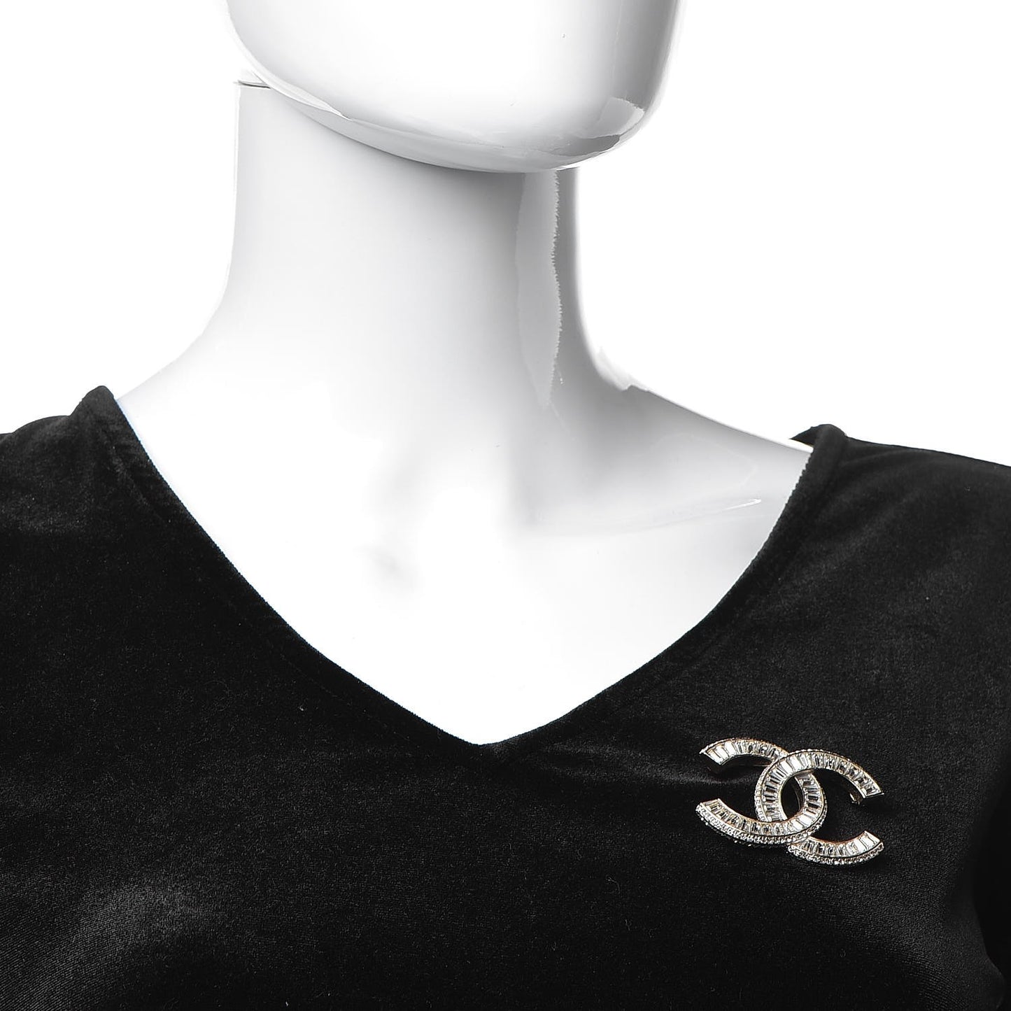 Baguette Crystal CC Brooch Gold