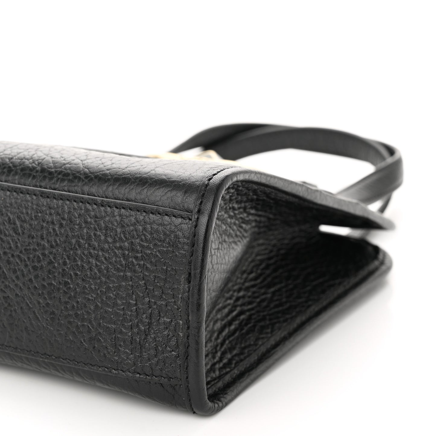 Grained Calfskin Gancini Mini Top Handle Crossbody Bag Black
