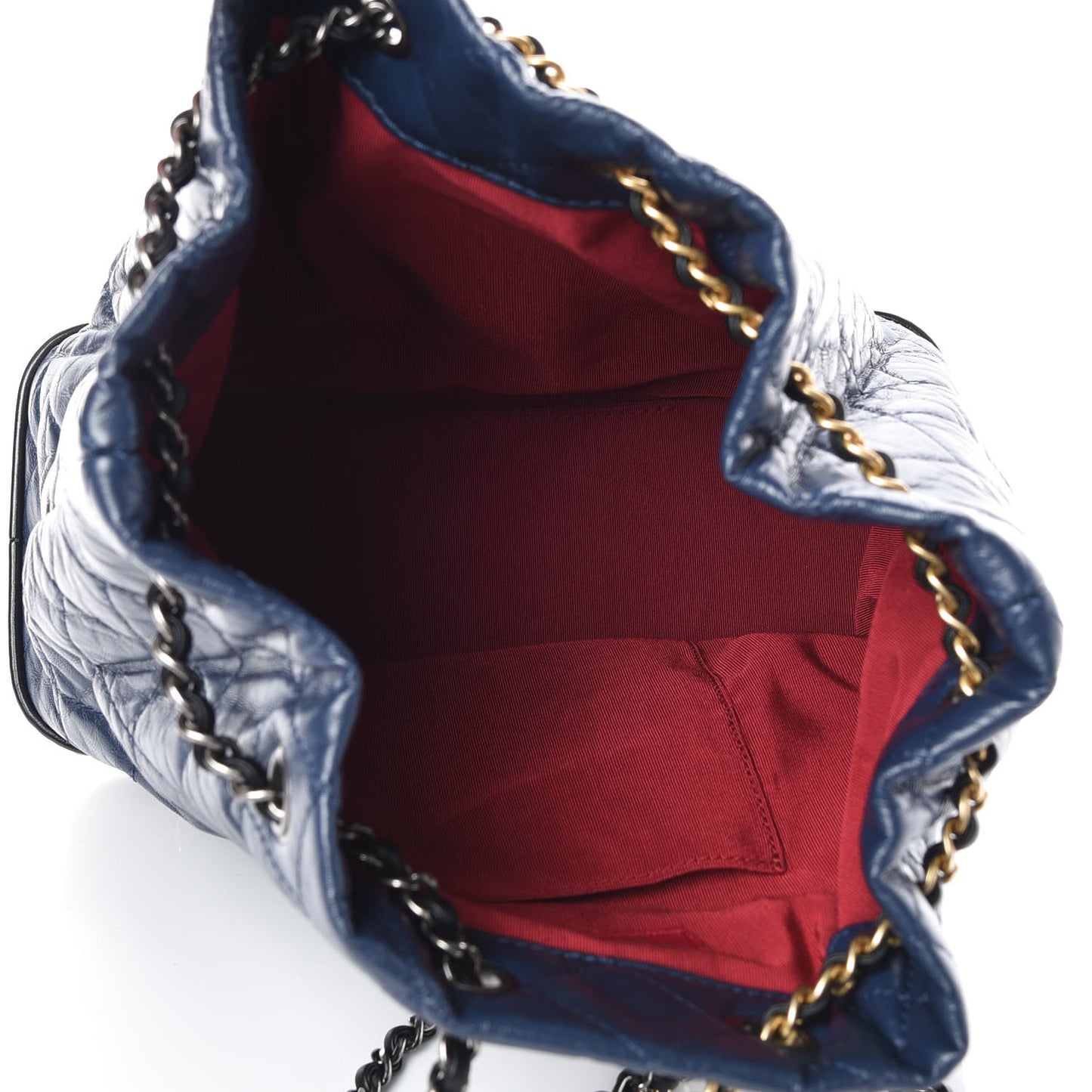 Aged Calfskin Quilted Gabrielle Backpack Navy Black