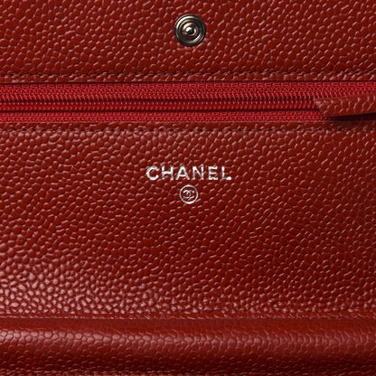 Chanel Caviar Quilted Wallet on Chain WOC Red 6 of 12