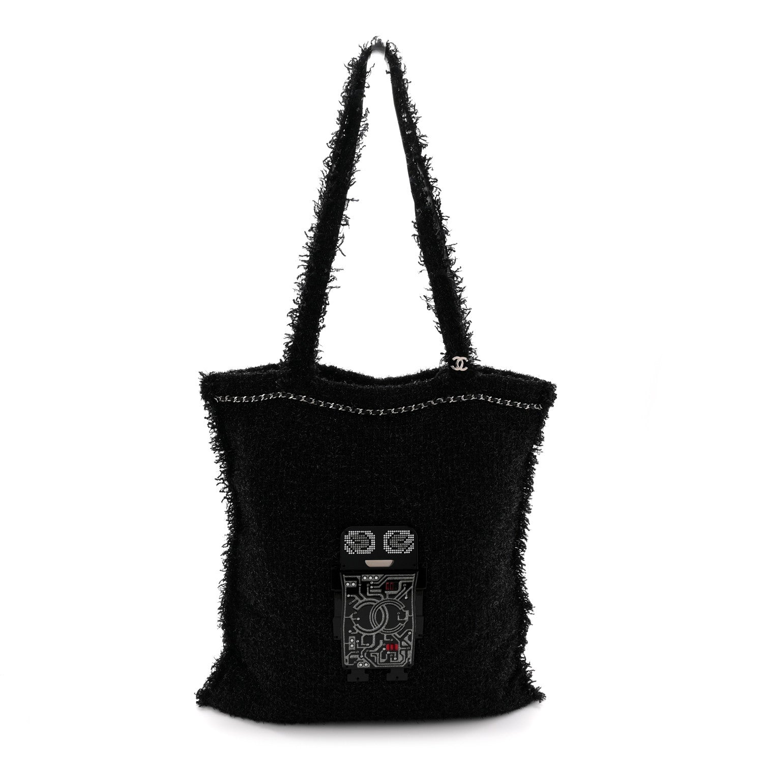 Chanel Tweed Resin Strass Large Robot Shopping Bag Black 1 of 10