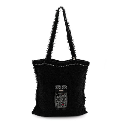 Chanel Tweed Resin Strass Large Robot Shopping Bag Black 1 of 10