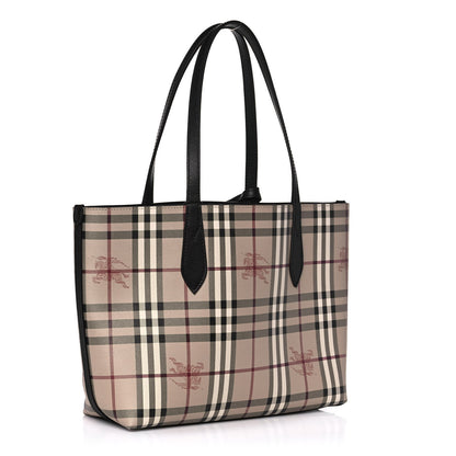 Burberry Grainy Calfskin Haymarket Check Medium Reversible Tote Black 3 of 13