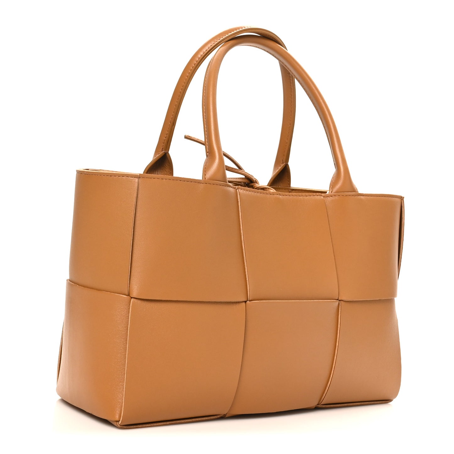 Nappa Maxi Intrecciato Small Arco Tote Caramel