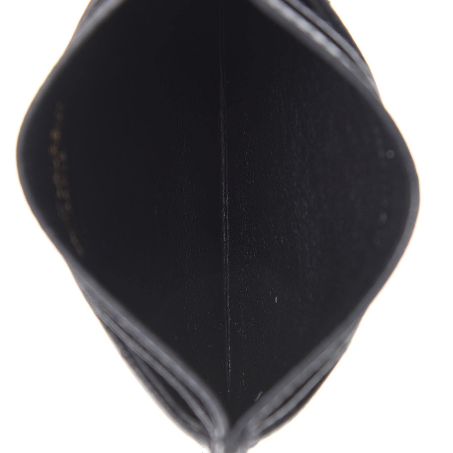 Saint Laurent Grain De Poudre Matelasse Chevron Monogram Credit Card Case Black 5 of 12