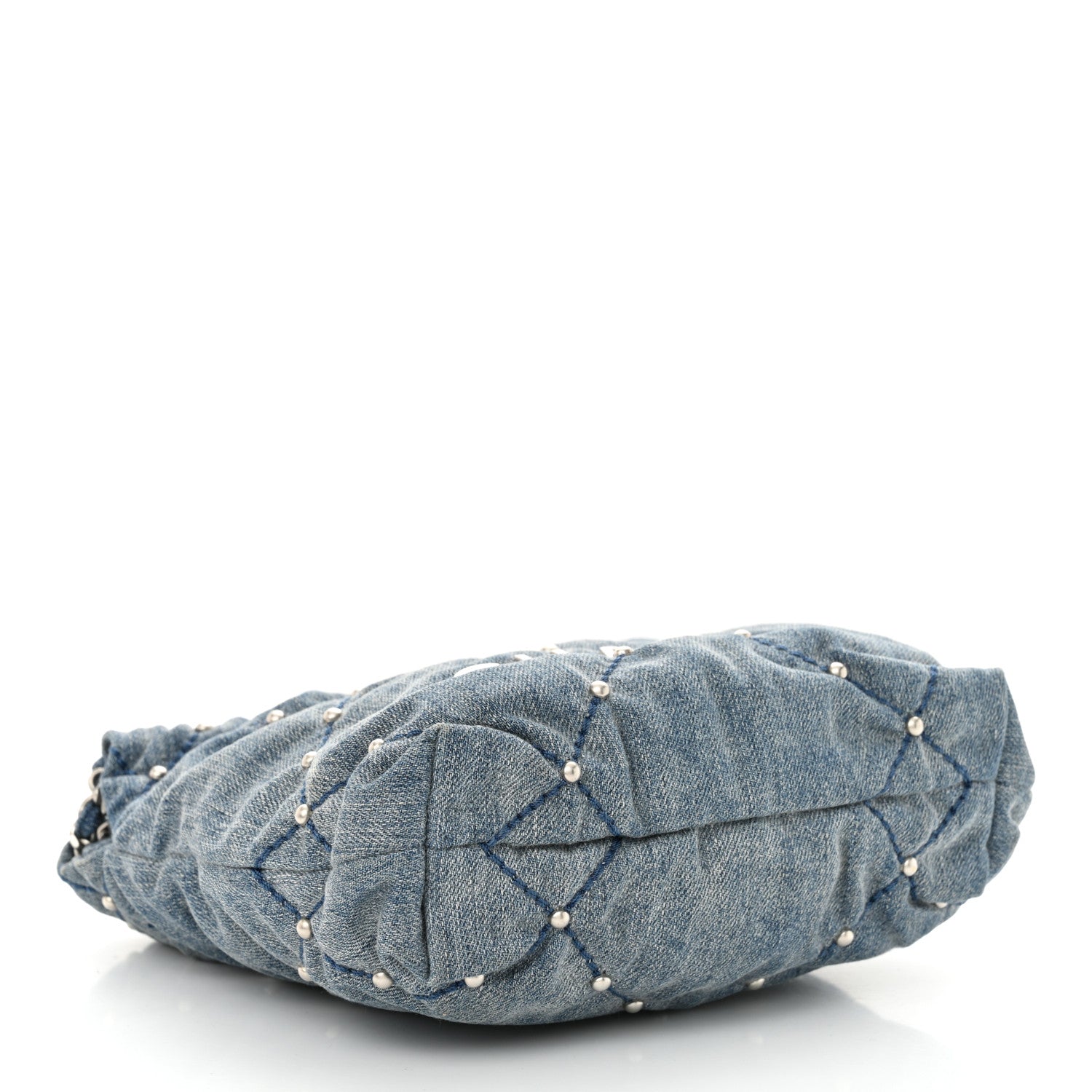 Chanel Washed Denim Quilted Studded Mini Chanel 22 Blue 4 of 10