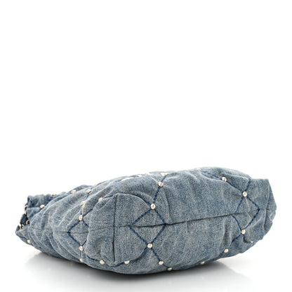 Chanel Washed Denim Quilted Studded Mini Chanel 22 Blue 4 of 10