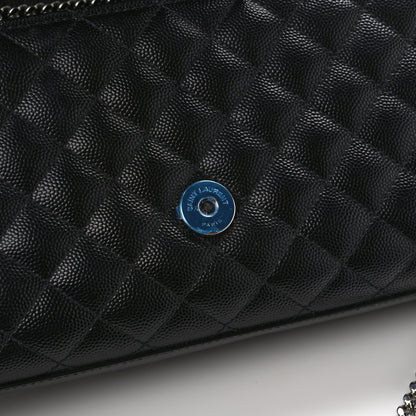 Saint Laurent Grain De Poudre Textured Mixed Matelasse Triquilt Small Monogram Satchel Black 10 of 10