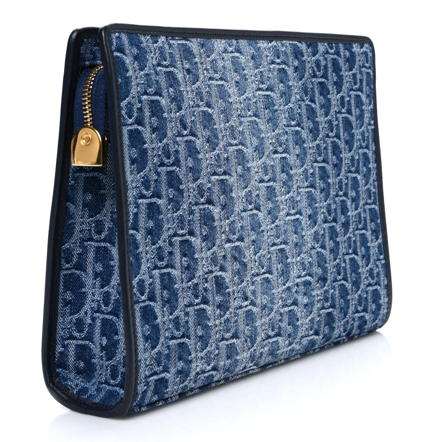 Christian Dior Denim Jacquard Oblique 30 Montaigne Dea Pouch Blue