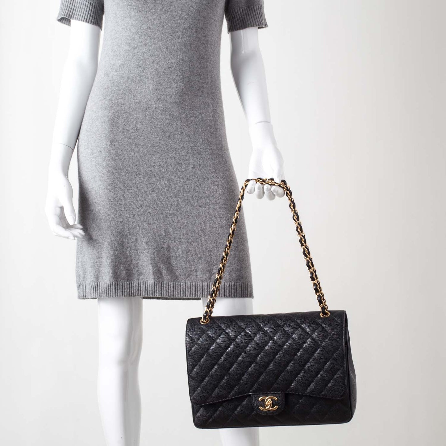 Caviar Quilted Maxi Double Flap Black