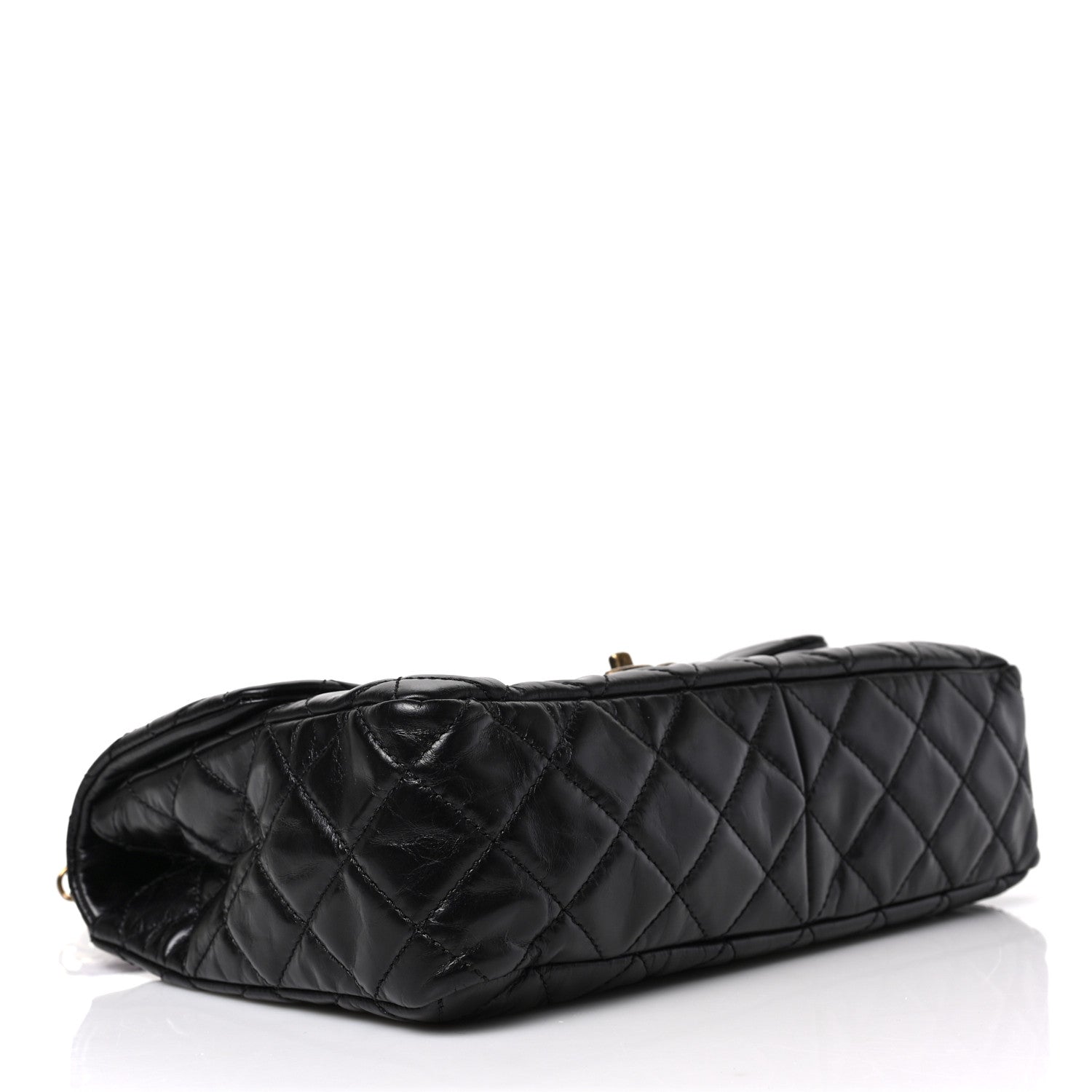 Chanel Glazed Calfskin Castle Rock Large Flap Black Burgundy 4 of 9