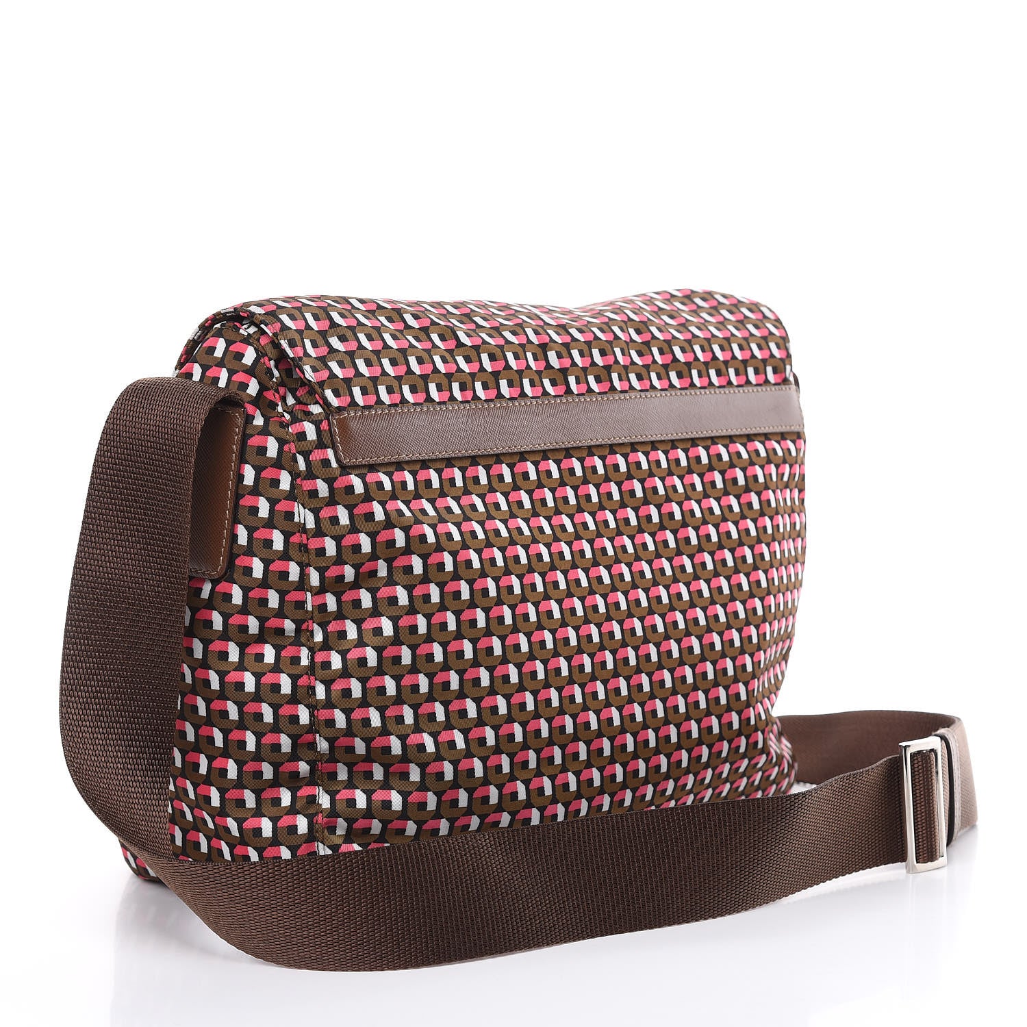 Prada Tessuto Nylon Saffiano Otta Print Messenger Bag Rosa 3 of 9