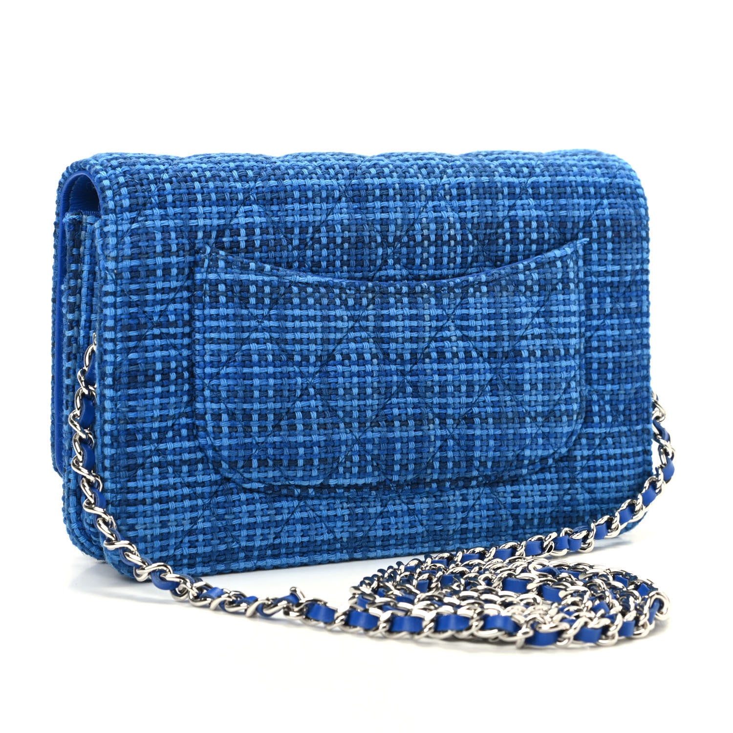 Chanel Tweed Wallet On Chain WOC Blue 3 of 11