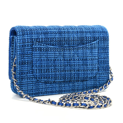 Chanel Tweed Wallet On Chain WOC Blue 3 of 11